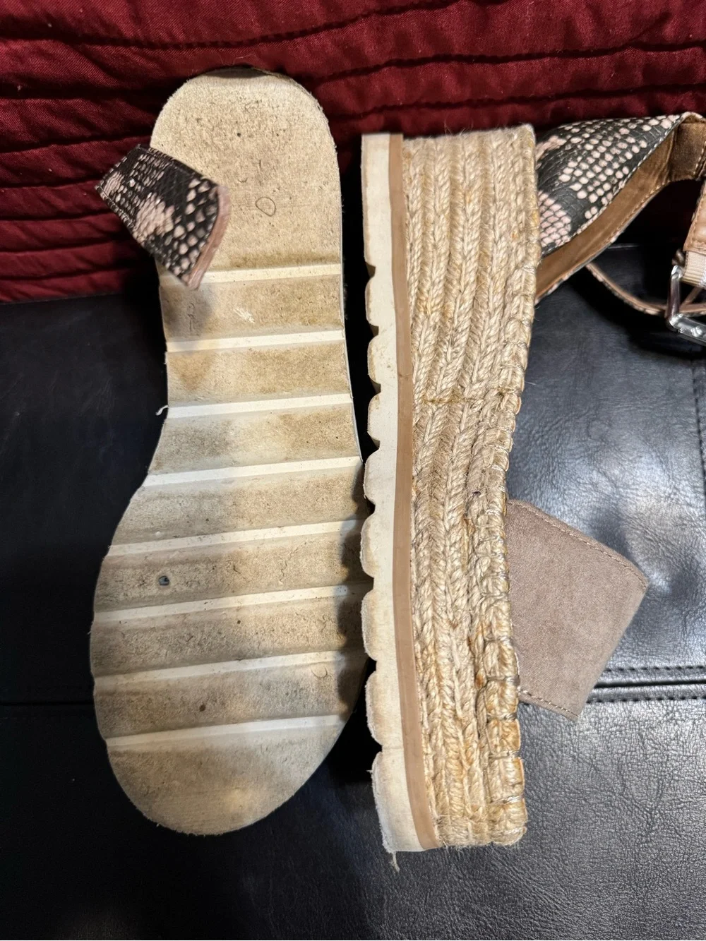 Universal Thread Taupe Espadrille Sandals with Snakeskin Ankle Strap